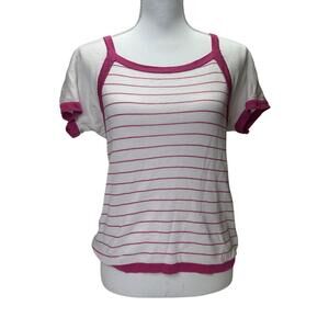 Christian Dior Women's Pink and White Blous